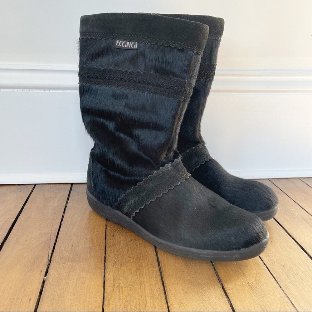Tecnica Black Cortina Skandia Goat Fur Boots 36 / 6 Apre Ski Boot Italian